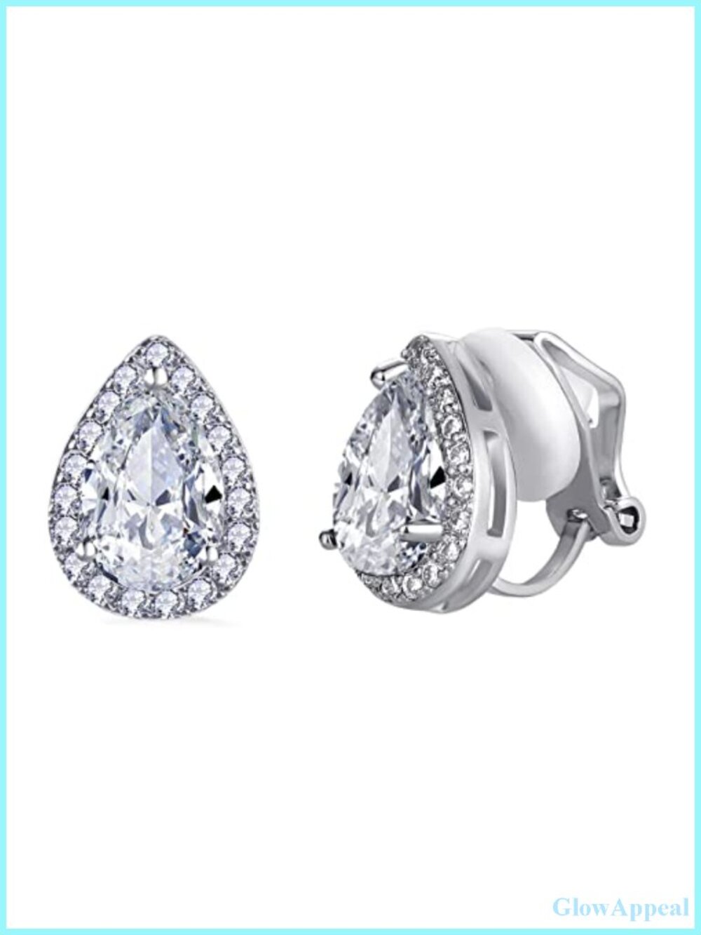 Teardrop Cubic Zirconia Clip On Earrings for Women Non Pierced